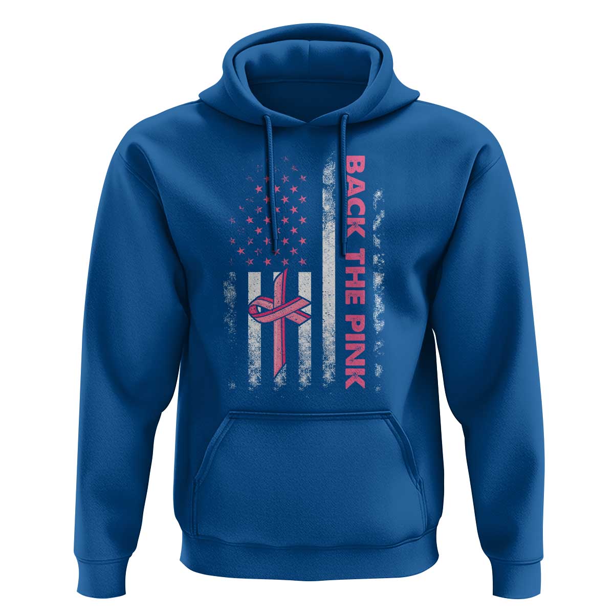 Breast Cancer Awareness Hoodie Back The Pink Warrior American Flag - Wonder Print Shop