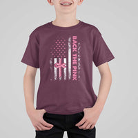 Breast Cancer Awareness T Shirt For Kid Back The Pink Warrior American Flag - Wonder Print Shop