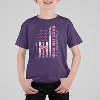 Breast Cancer Awareness T Shirt For Kid Back The Pink Warrior American Flag - Wonder Print Shop