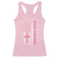 Breast Cancer Awareness Racerback Tank Top Back The Pink Warrior American Flag - Wonder Print Shop