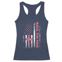 Breast Cancer Awareness Racerback Tank Top Back The Pink Warrior American Flag - Wonder Print Shop
