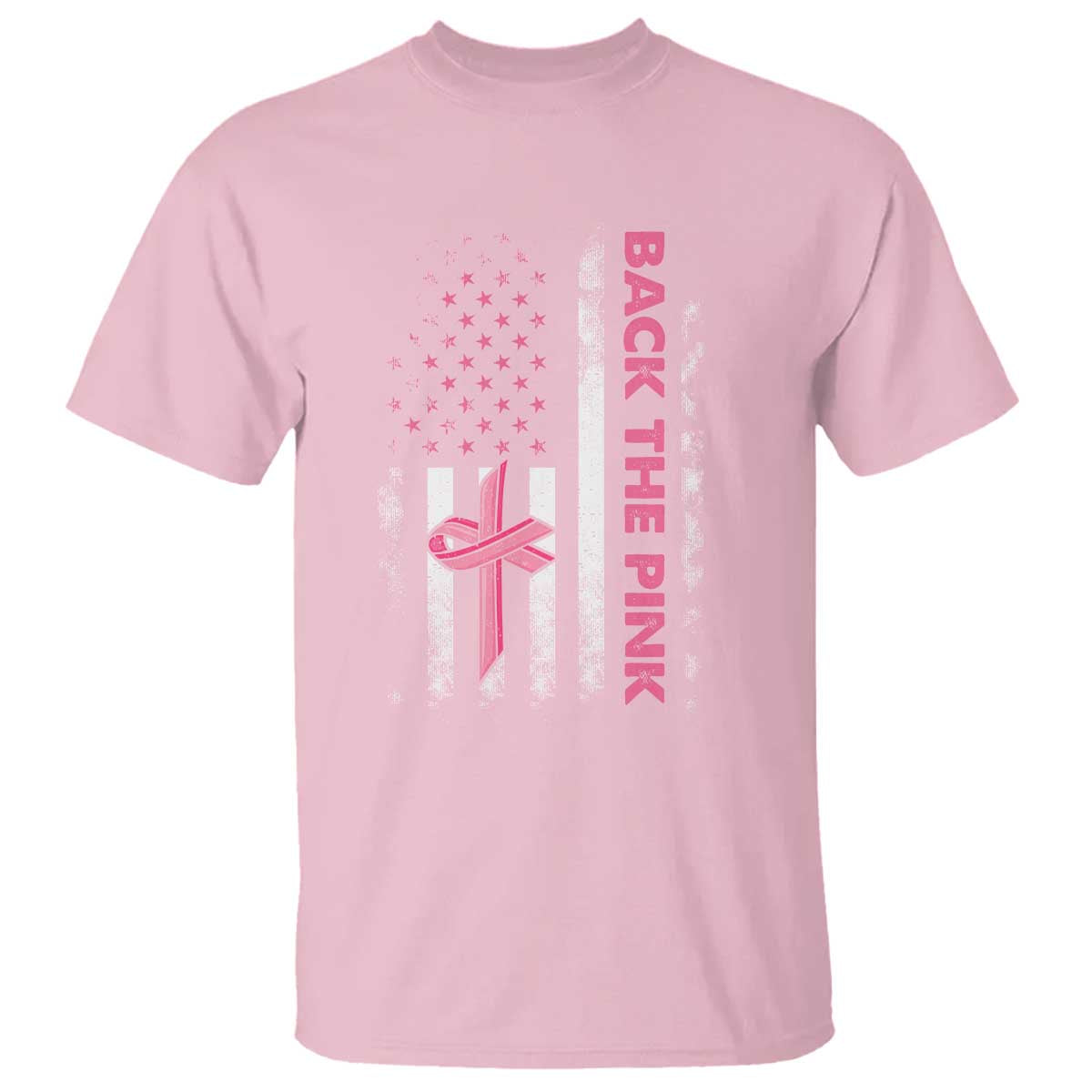 Breast Cancer Awareness T Shirt Back The Pink Warrior American Flag - Wonder Print Shop