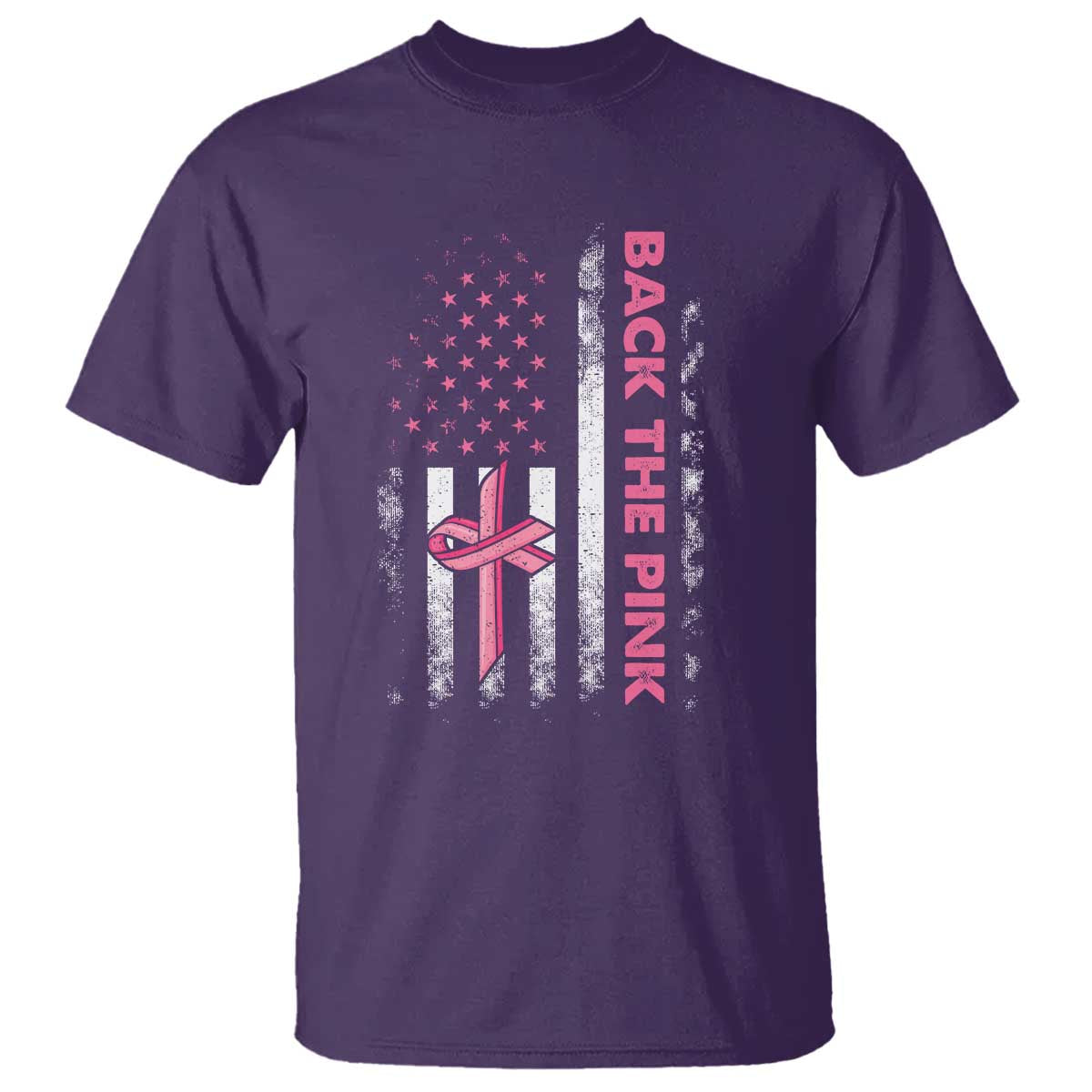 Breast Cancer Awareness T Shirt Back The Pink Warrior American Flag - Wonder Print Shop