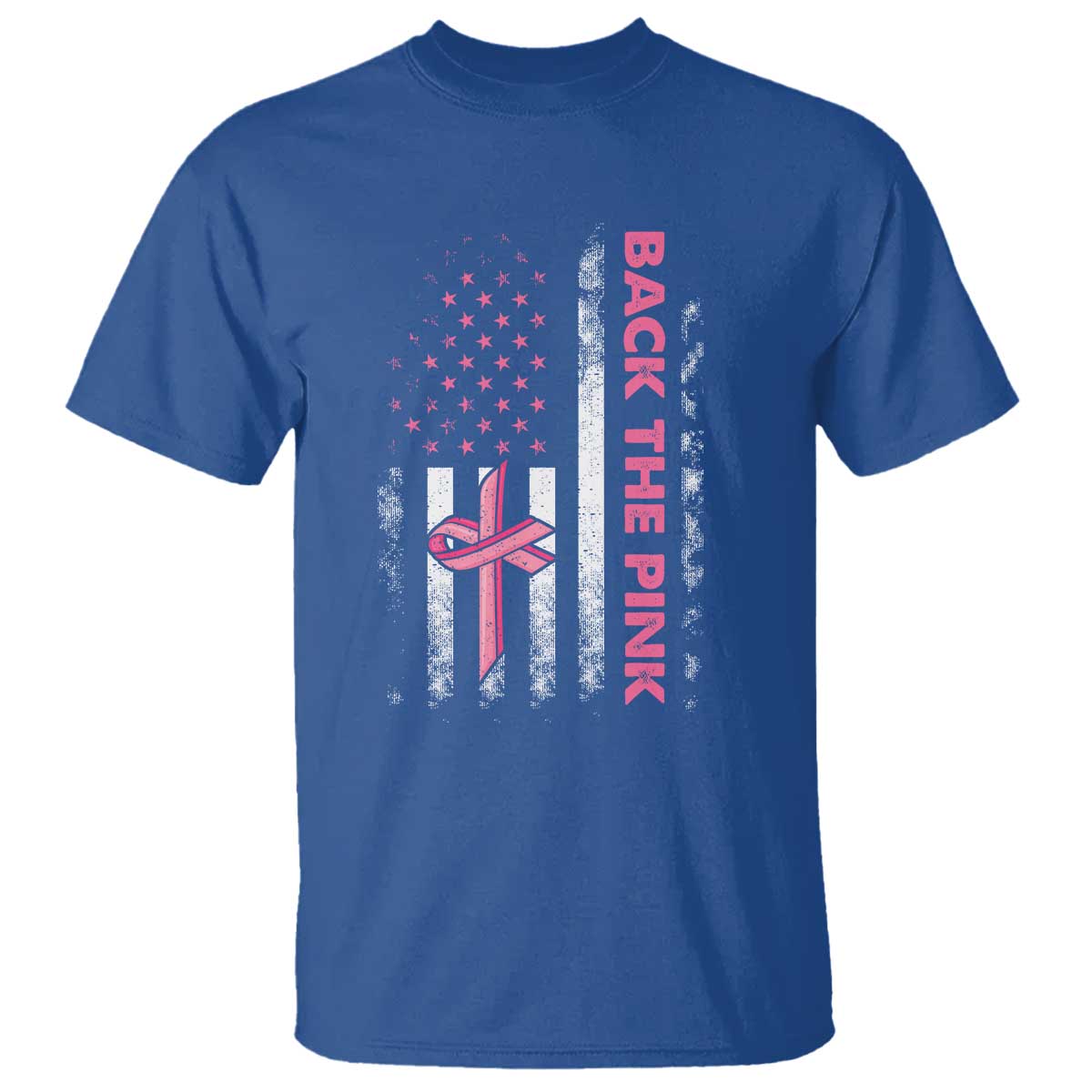 Breast Cancer Awareness T Shirt Back The Pink Warrior American Flag - Wonder Print Shop