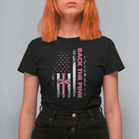 Breast Cancer Awareness T Shirt For Women Back The Pink Warrior American Flag - Wonder Print Shop