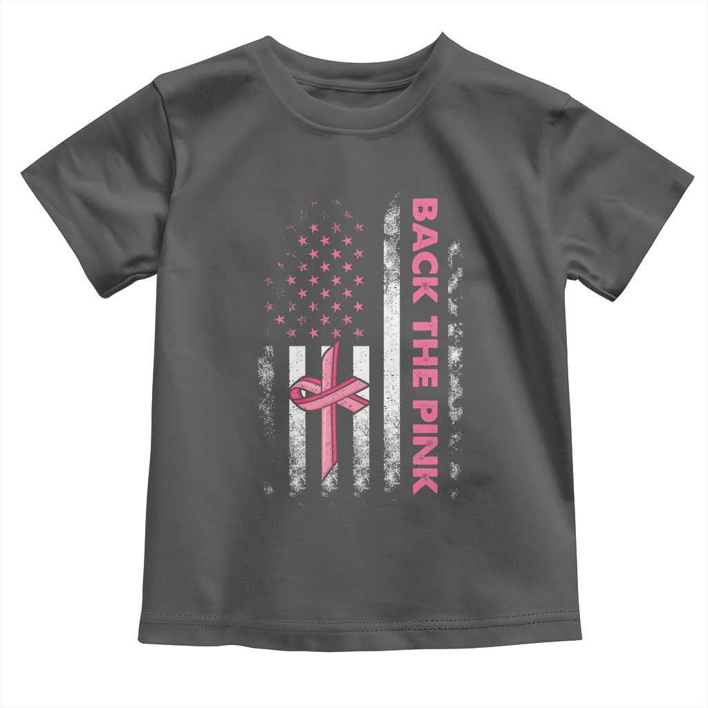 Breast Cancer Awareness Toddler T Shirt Back The Pink Warrior American Flag - Wonder Print Shop