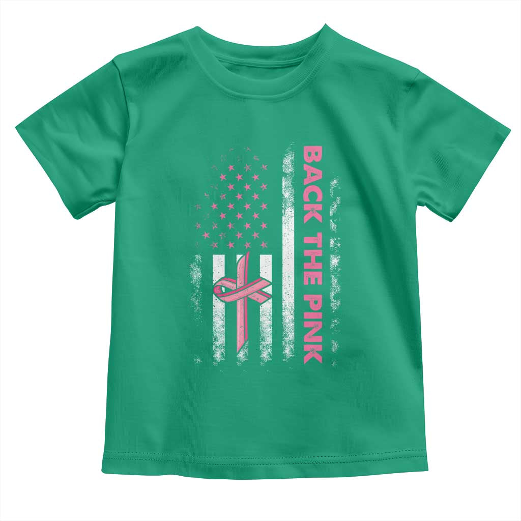 Breast Cancer Awareness Toddler T Shirt Back The Pink Warrior American Flag - Wonder Print Shop