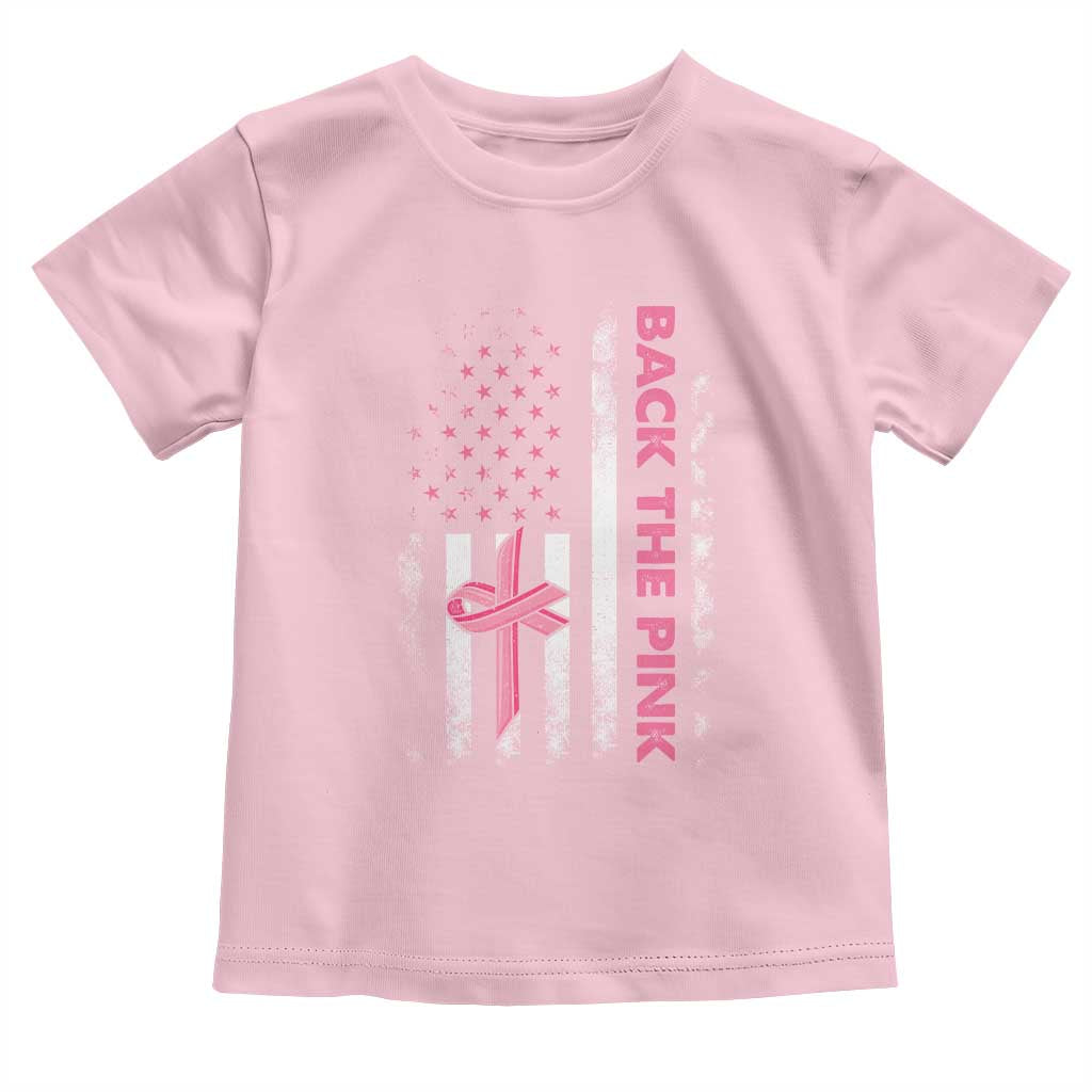 Breast Cancer Awareness Toddler T Shirt Back The Pink Warrior American Flag - Wonder Print Shop