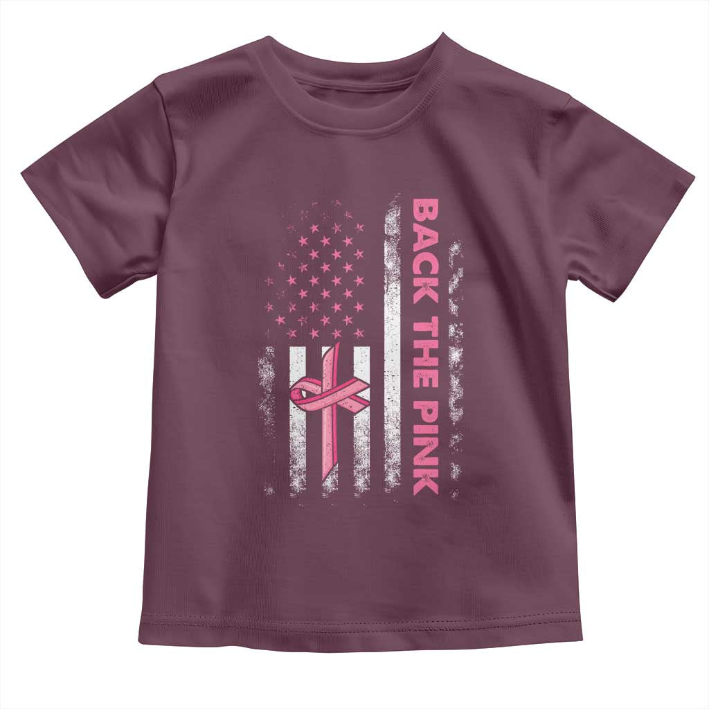 Breast Cancer Awareness Toddler T Shirt Back The Pink Warrior American Flag - Wonder Print Shop