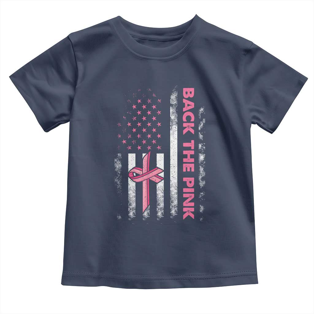 Breast Cancer Awareness Toddler T Shirt Back The Pink Warrior American Flag - Wonder Print Shop