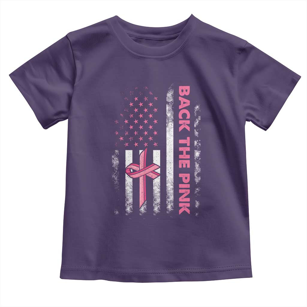 Breast Cancer Awareness Toddler T Shirt Back The Pink Warrior American Flag - Wonder Print Shop