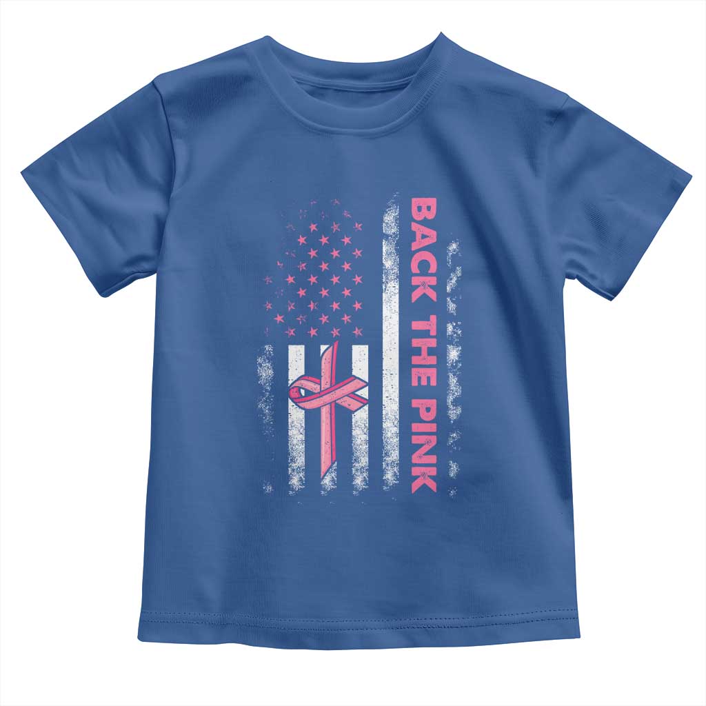 Breast Cancer Awareness Toddler T Shirt Back The Pink Warrior American Flag - Wonder Print Shop