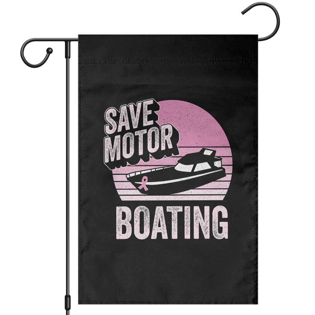 Funny Save Motor Boating Garden Flag Breast Cancer Pink Ribbon - Wonder Print Shop