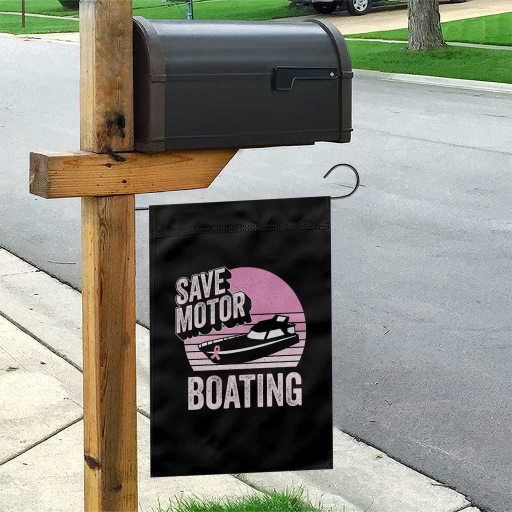 Funny Save Motor Boating Garden Flag Breast Cancer Pink Ribbon - Wonder Print Shop