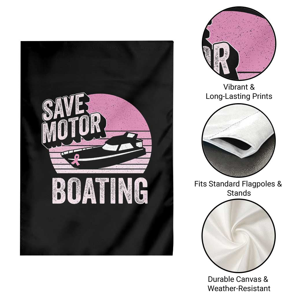 Funny Save Motor Boating Garden Flag Breast Cancer Pink Ribbon - Wonder Print Shop