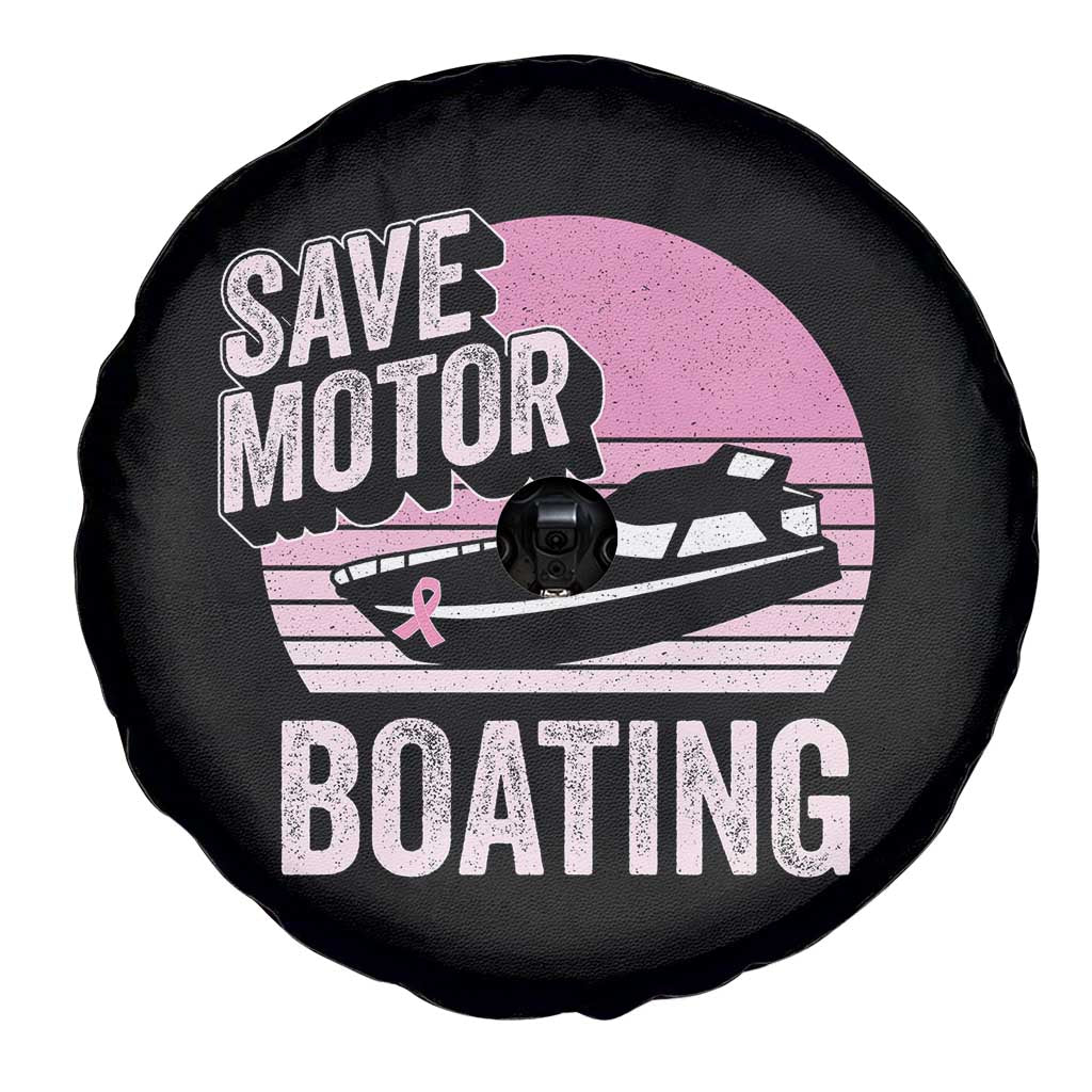 Funny Save Motor Boating Spare Tire Cover Breast Cancer Pink Ribbon - Wonder Print Shop