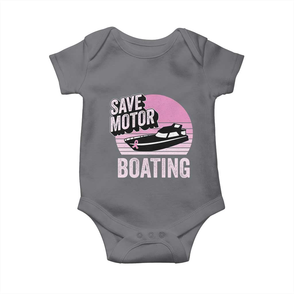 Funny Save Motor Boating Baby Onesie Breast Cancer Pink Ribbon - Wonder Print Shop