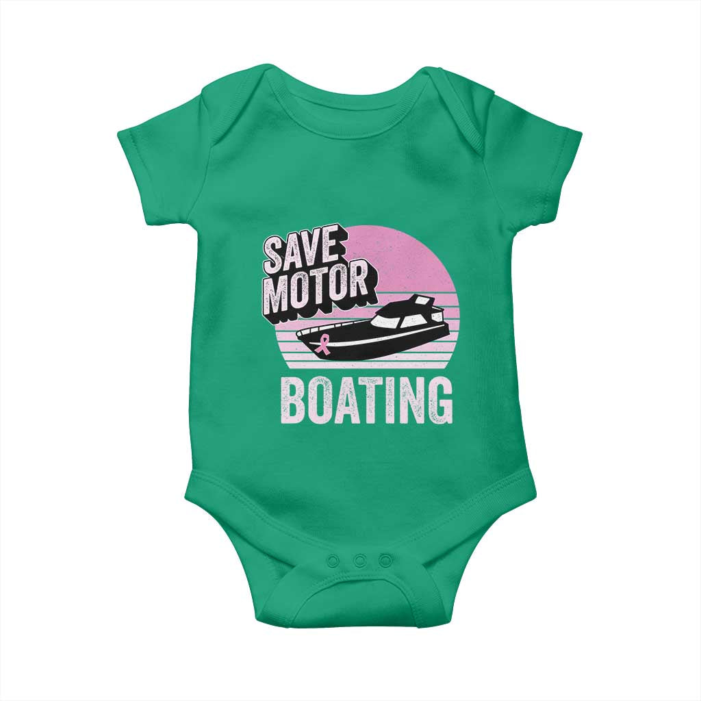 Funny Save Motor Boating Baby Onesie Breast Cancer Pink Ribbon - Wonder Print Shop
