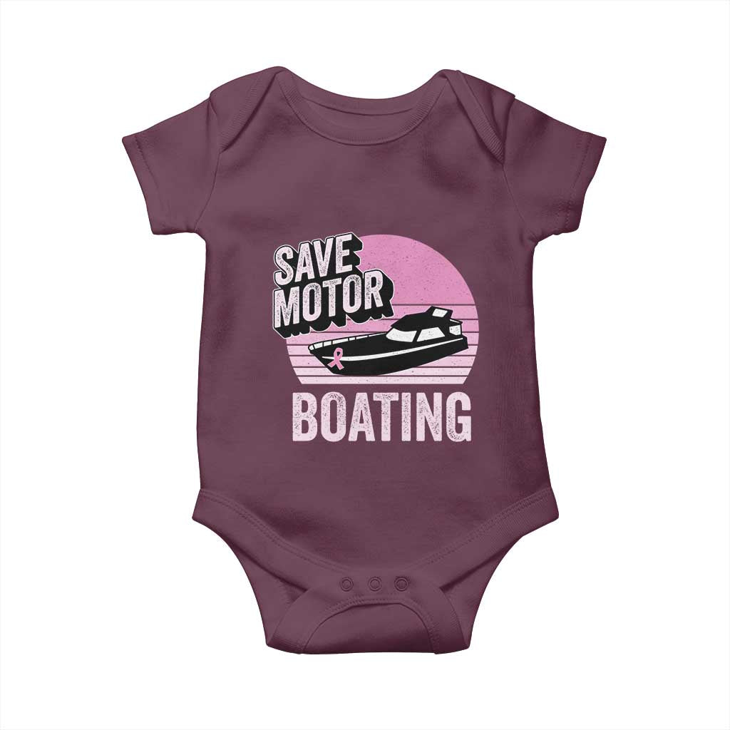 Funny Save Motor Boating Baby Onesie Breast Cancer Pink Ribbon - Wonder Print Shop