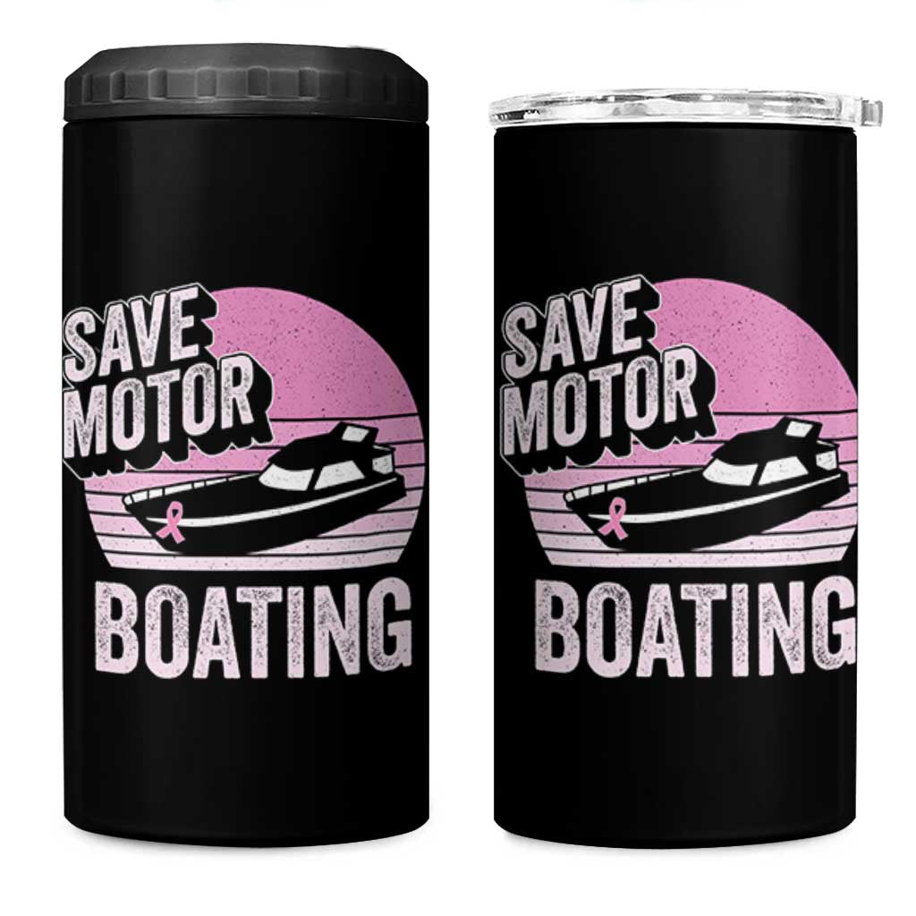 Funny Save Motor Boating 4 in 1 Can Cooler Tumbler Breast Cancer Pink Ribbon - Wonder Print Shop