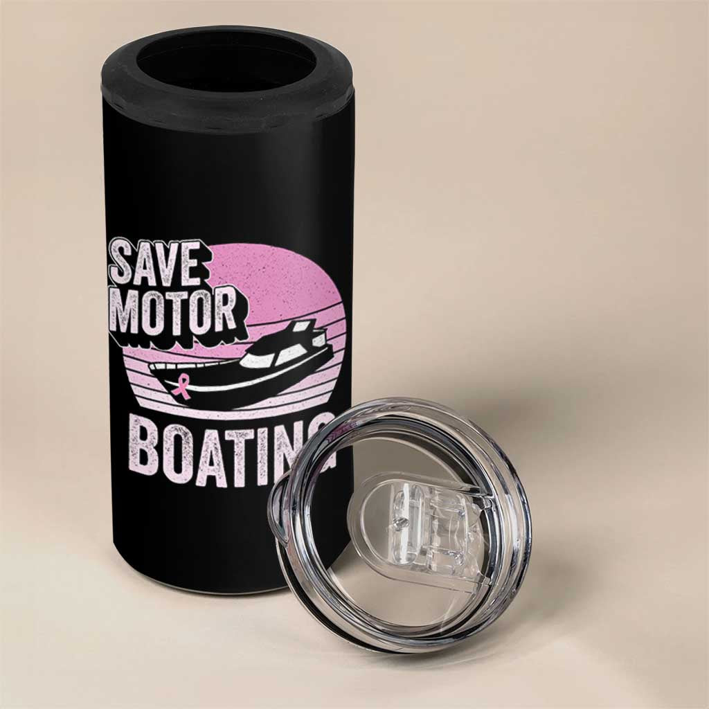 Funny Save Motor Boating 4 in 1 Can Cooler Tumbler Breast Cancer Pink Ribbon - Wonder Print Shop