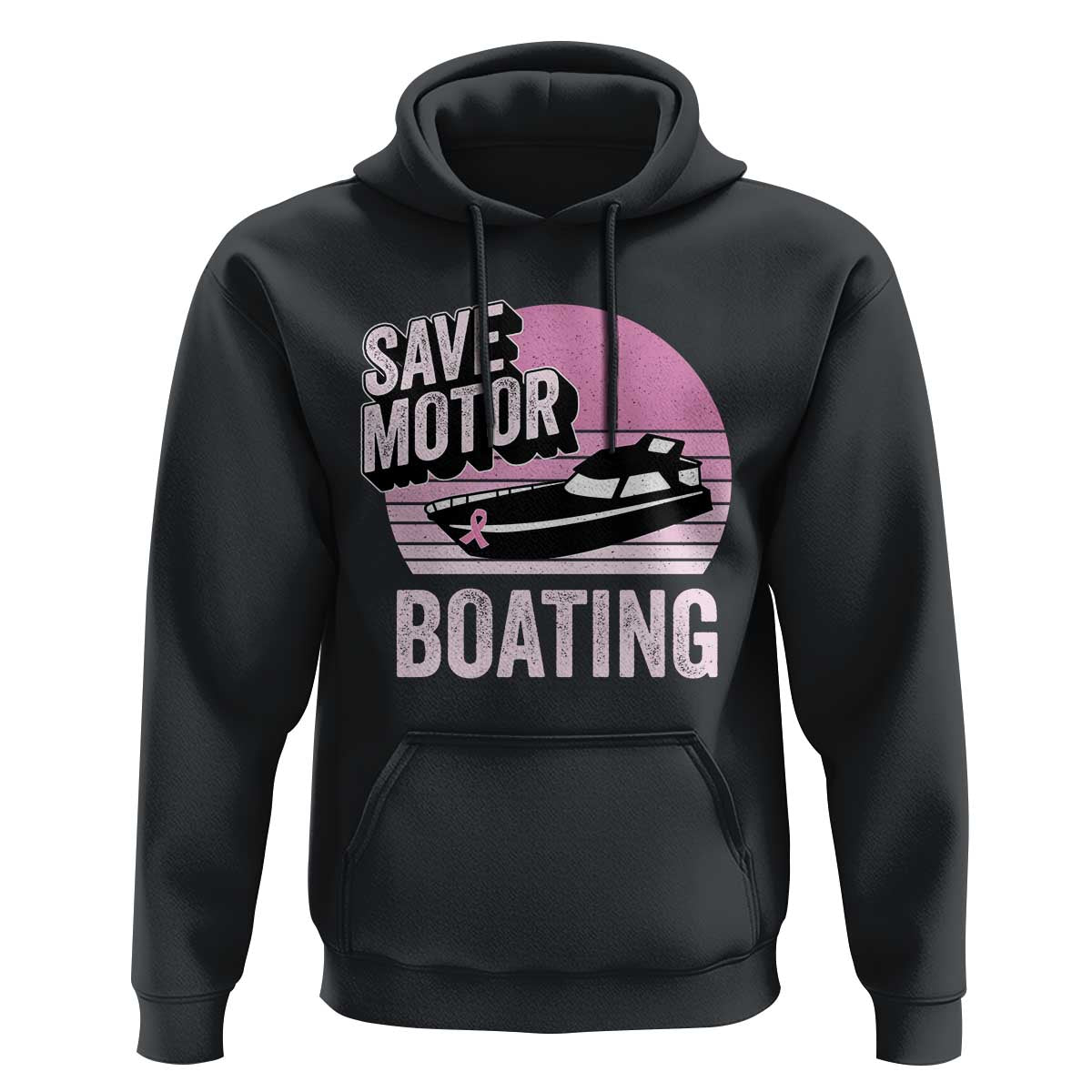 Funny Save Motor Boating Hoodie Breast Cancer Pink Ribbon - Wonder Print Shop