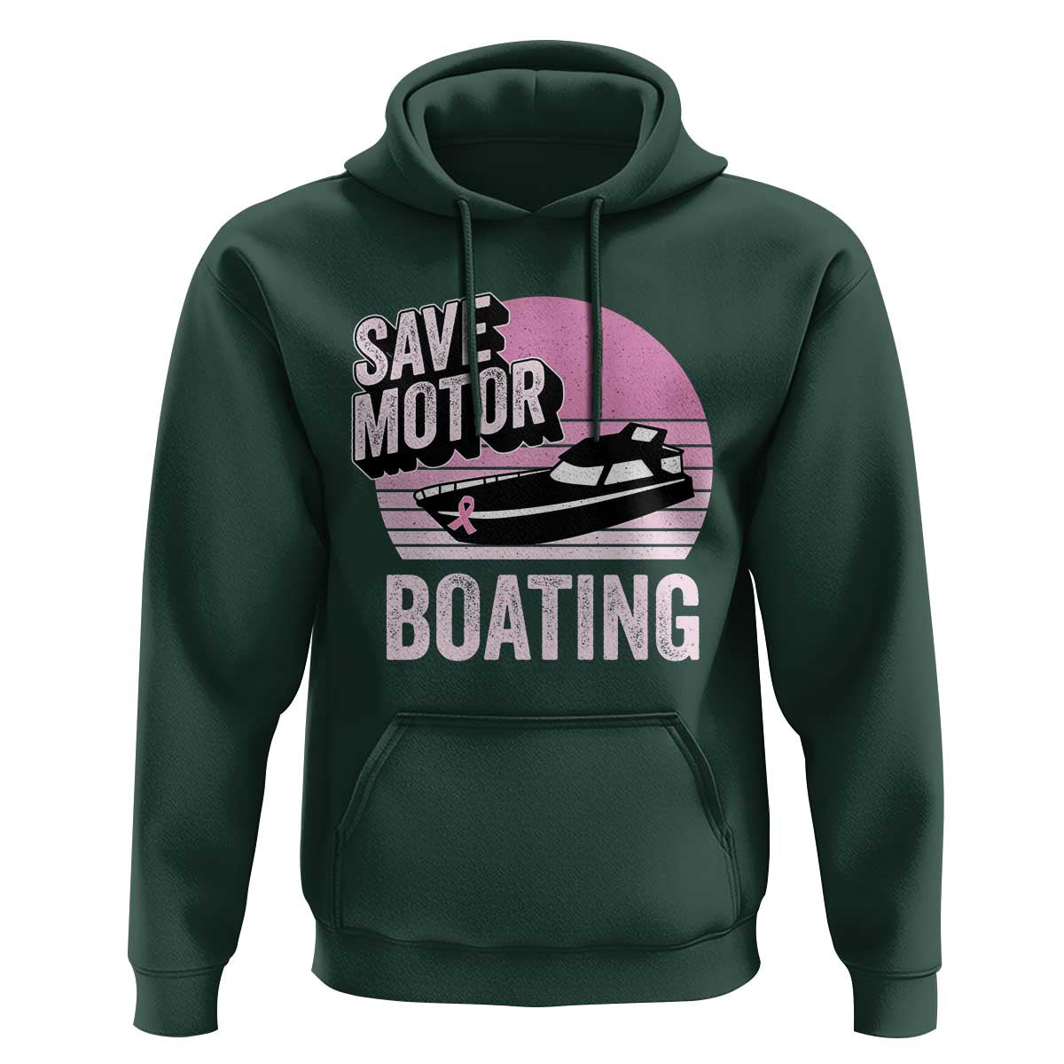Funny Save Motor Boating Hoodie Breast Cancer Pink Ribbon - Wonder Print Shop