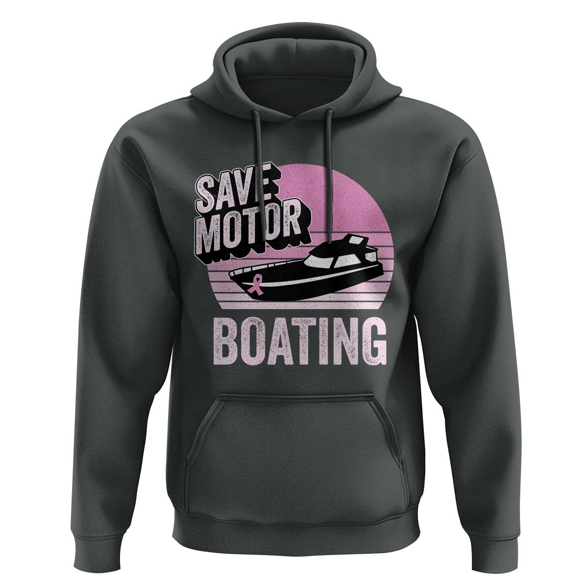 Funny Save Motor Boating Hoodie Breast Cancer Pink Ribbon - Wonder Print Shop