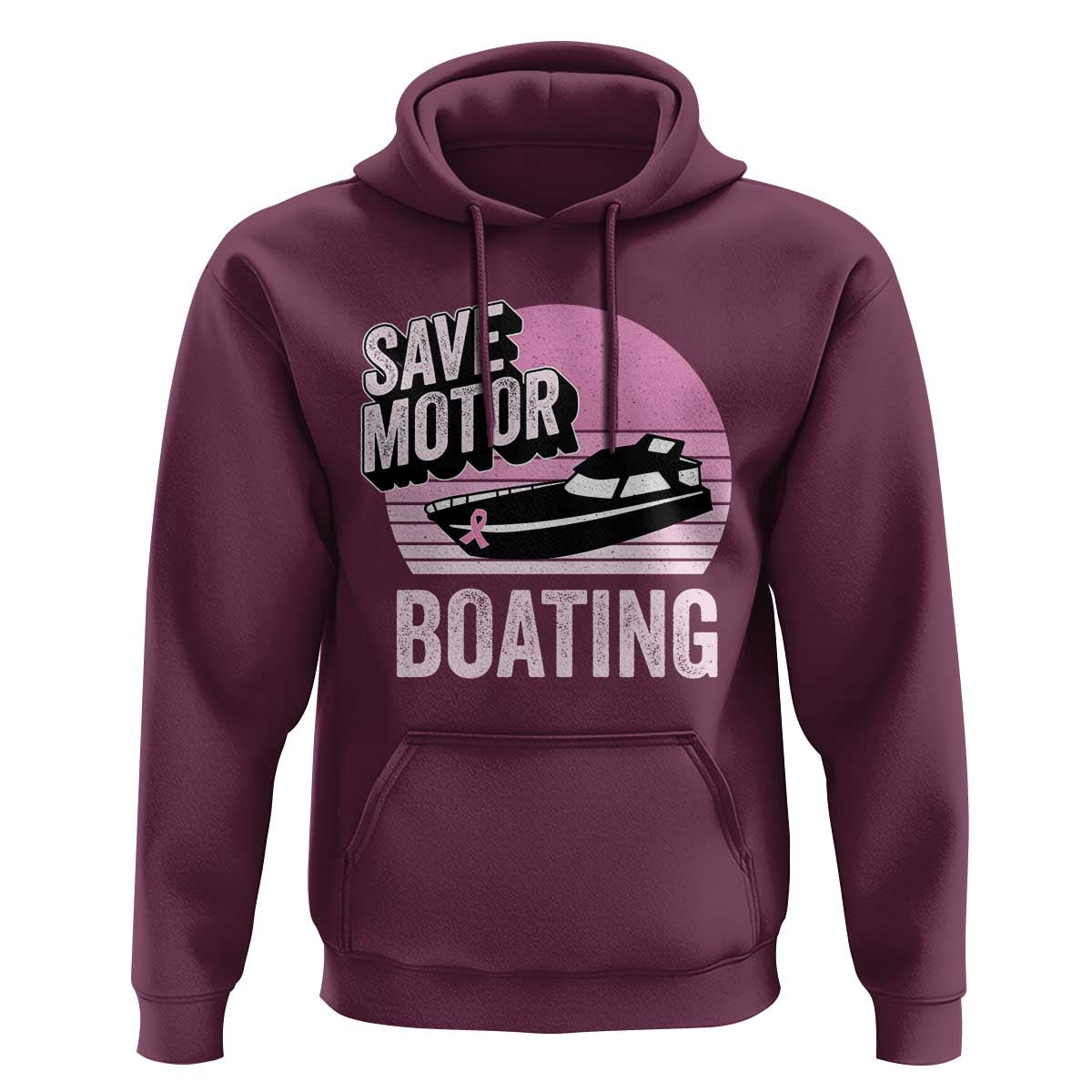 Funny Save Motor Boating Hoodie Breast Cancer Pink Ribbon - Wonder Print Shop