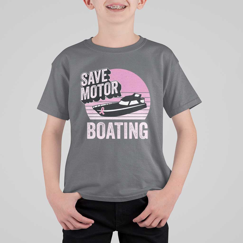 Funny Save Motor Boating T Shirt For Kid Breast Cancer Pink Ribbon - Wonder Print Shop