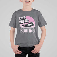 Funny Save Motor Boating T Shirt For Kid Breast Cancer Pink Ribbon - Wonder Print Shop