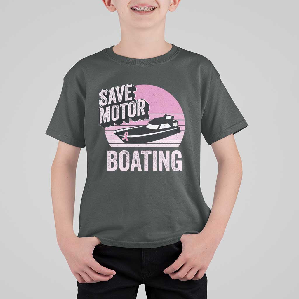 Funny Save Motor Boating T Shirt For Kid Breast Cancer Pink Ribbon - Wonder Print Shop