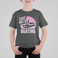 Funny Save Motor Boating T Shirt For Kid Breast Cancer Pink Ribbon - Wonder Print Shop