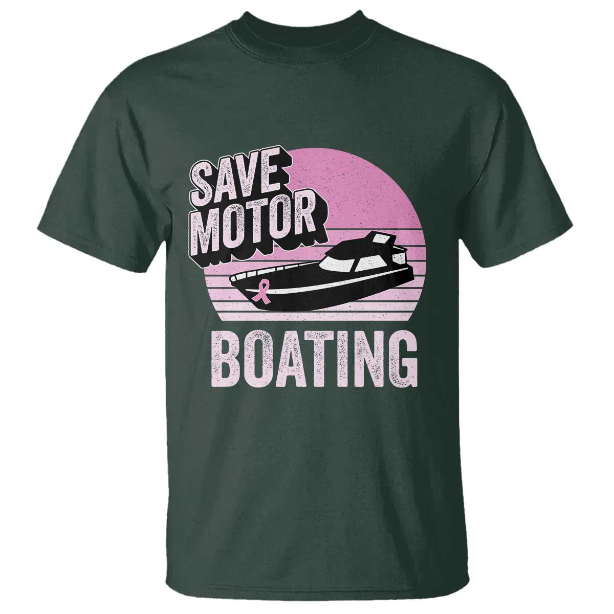 Funny Save Motor Boating T Shirt Breast Cancer Pink Ribbon - Wonder Print Shop