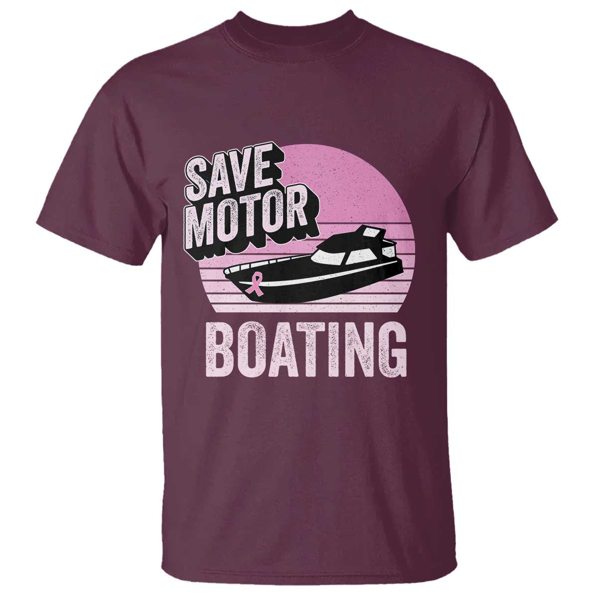 Funny Save Motor Boating T Shirt Breast Cancer Pink Ribbon - Wonder Print Shop