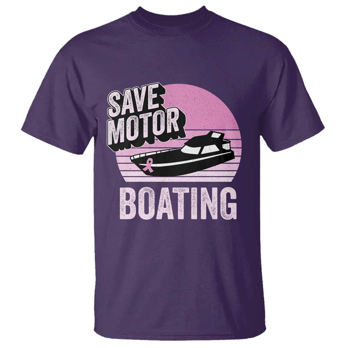 Funny Save Motor Boating T Shirt Breast Cancer Pink Ribbon - Wonder Print Shop