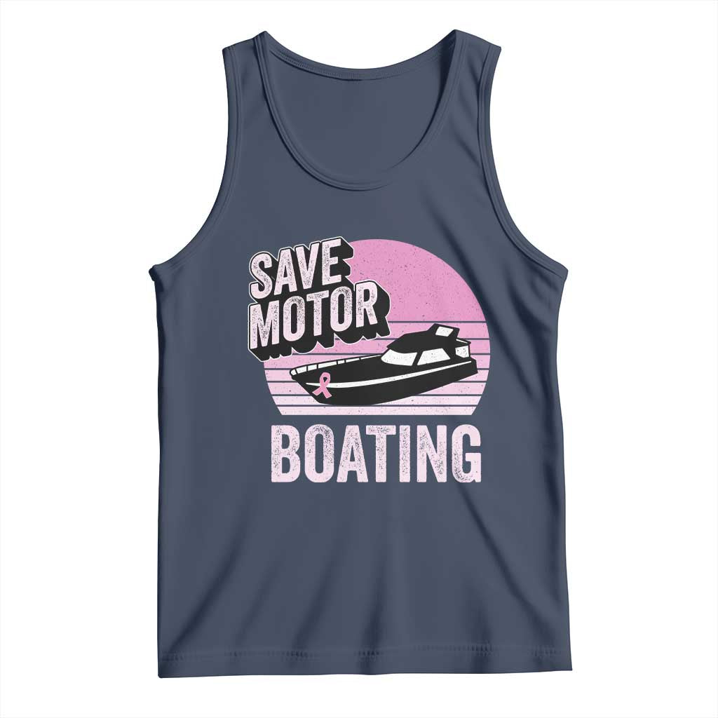 Funny Save Motor Boating Tank Top Breast Cancer Pink Ribbon - Wonder Print Shop