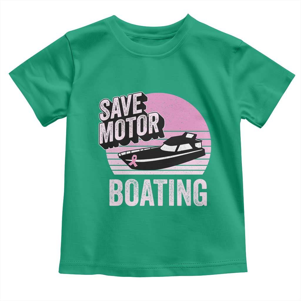 Funny Save Motor Boating Toddler T Shirt Breast Cancer Pink Ribbon - Wonder Print Shop