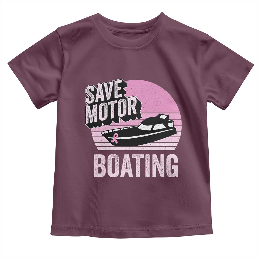 Funny Save Motor Boating Toddler T Shirt Breast Cancer Pink Ribbon - Wonder Print Shop