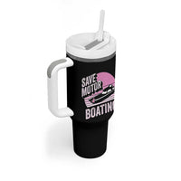 Funny Save Motor Boating Tumbler With Handle Breast Cancer Pink Ribbon - Wonder Print Shop