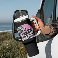 Funny Save Motor Boating Tumbler With Handle Breast Cancer Pink Ribbon - Wonder Print Shop