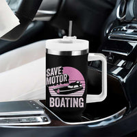 Funny Save Motor Boating Tumbler With Handle Breast Cancer Pink Ribbon - Wonder Print Shop