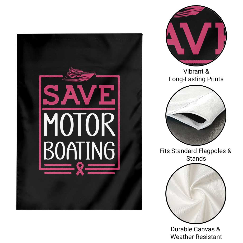 Funny Save Motor Boating Garden Flag Beat Breast Cancer Pink Ribbon - Wonder Print Shop