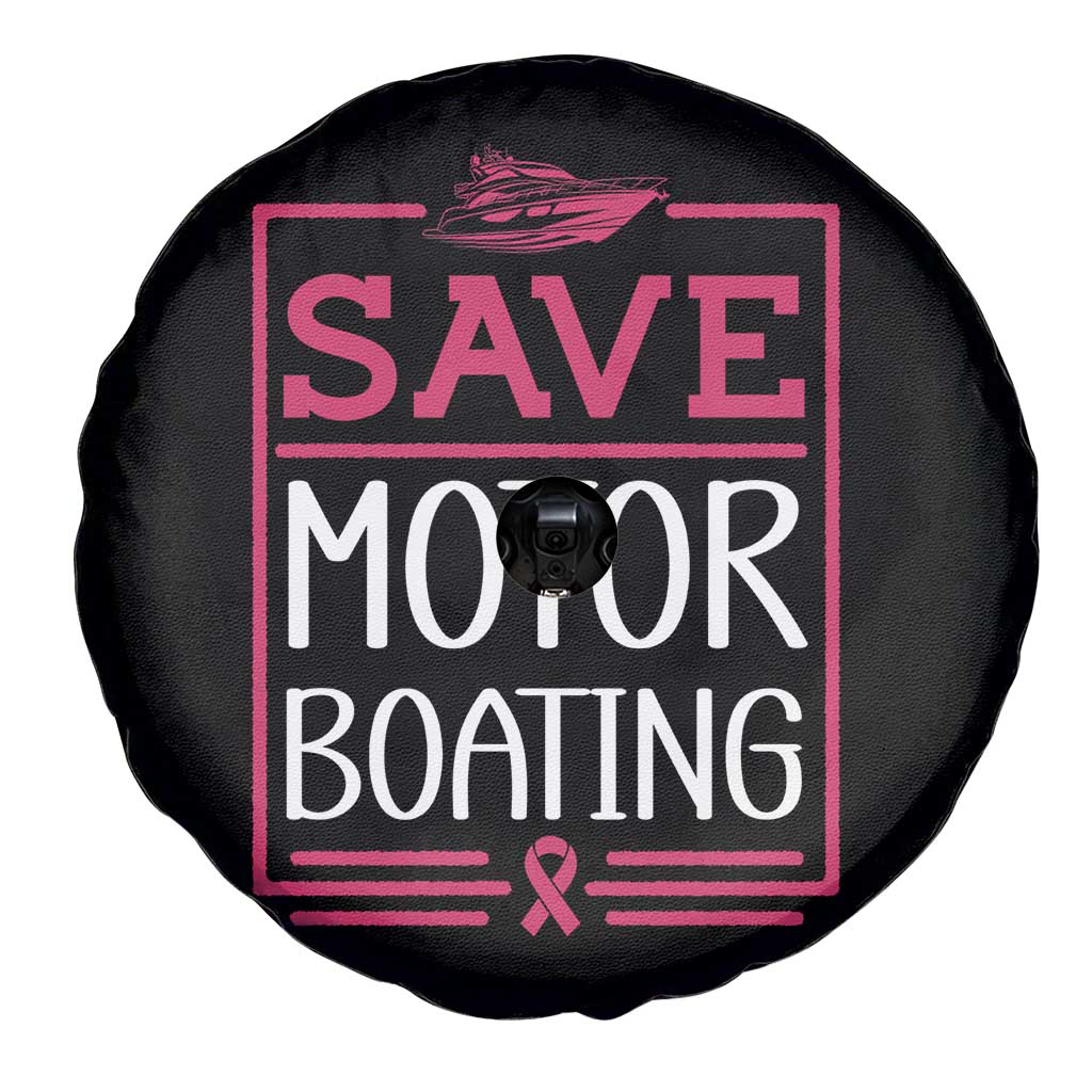 Funny Save Motor Boating Spare Tire Cover Beat Breast Cancer Pink Ribbon - Wonder Print Shop