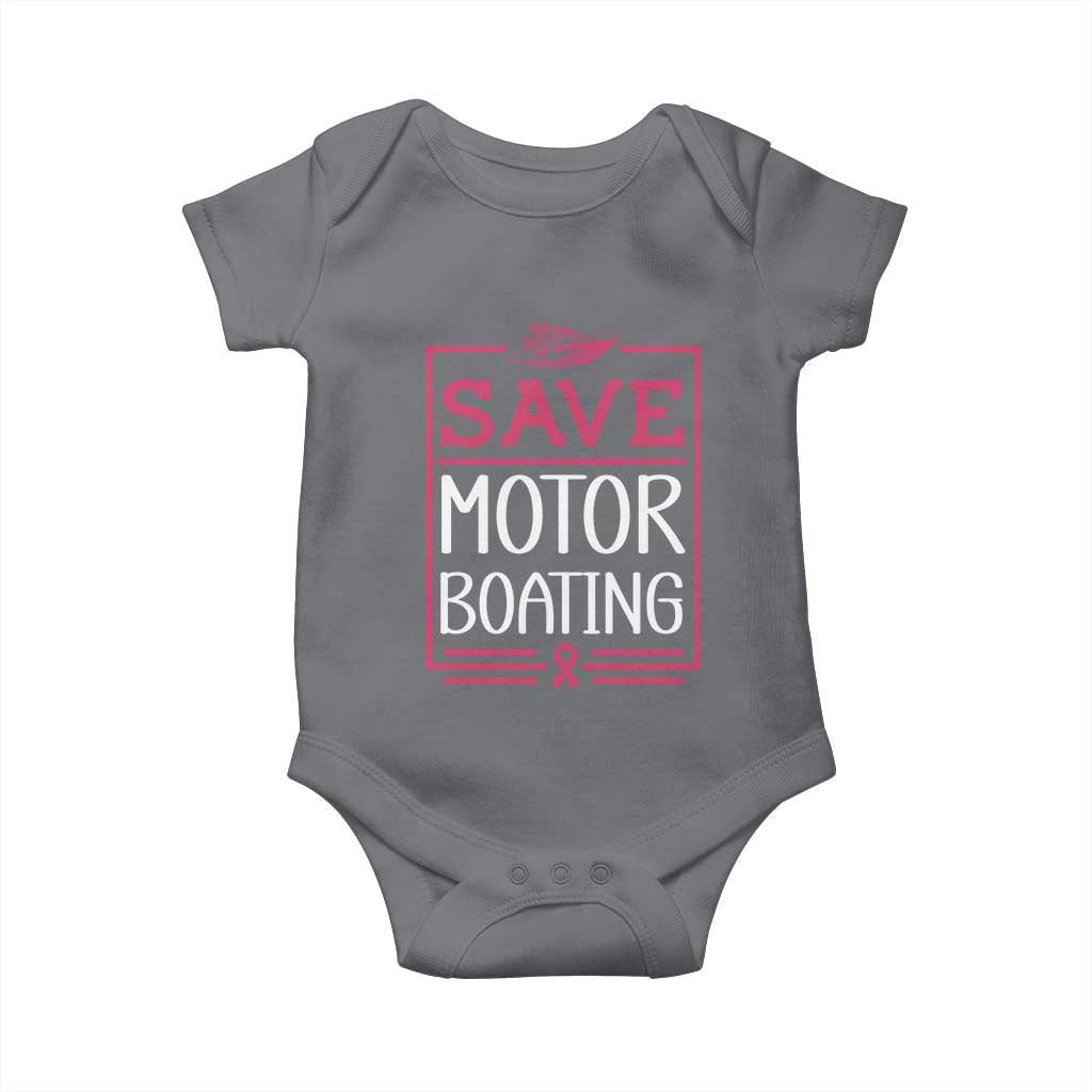 Funny Save Motor Boating Baby Onesie Beat Breast Cancer Pink Ribbon - Wonder Print Shop