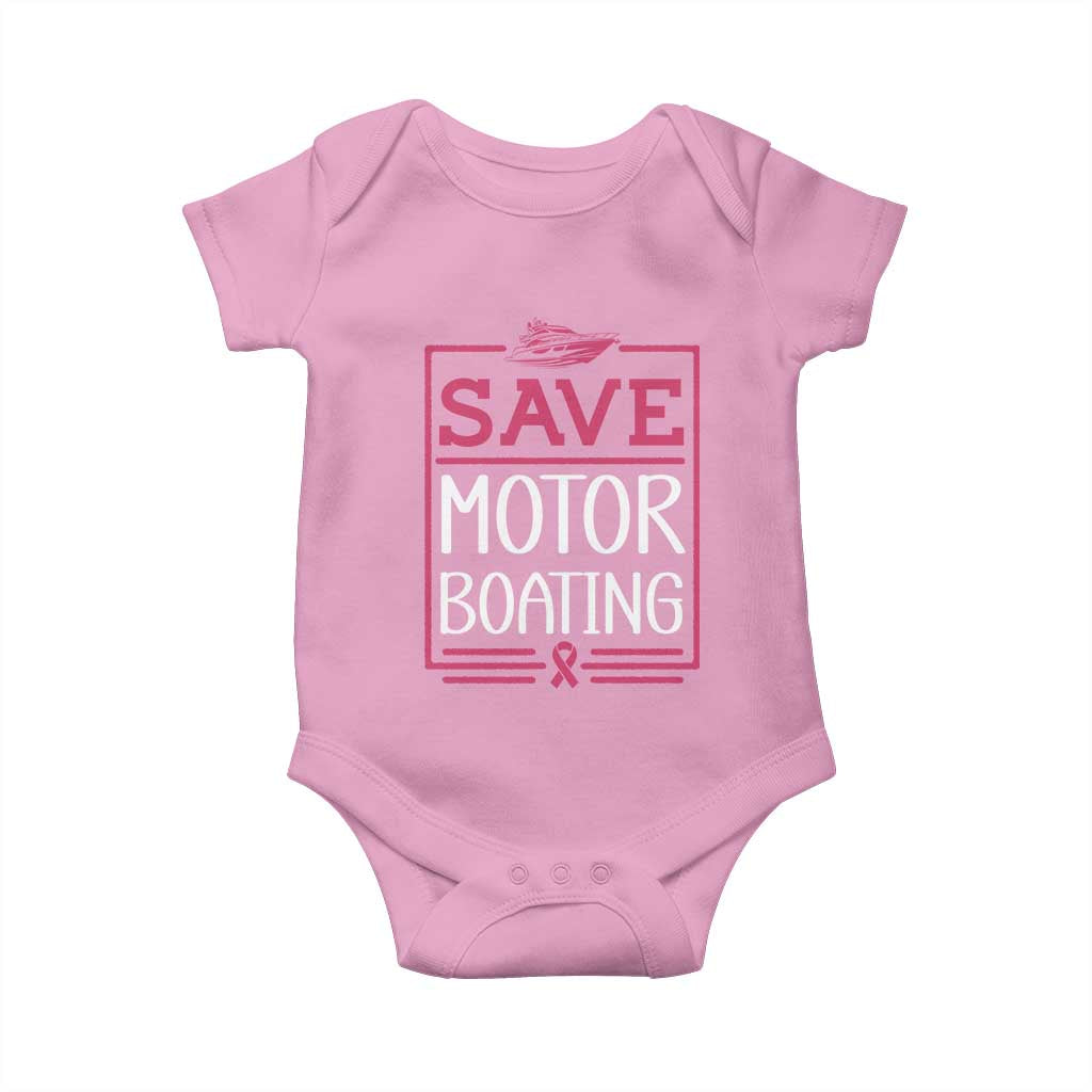 Funny Save Motor Boating Baby Onesie Beat Breast Cancer Pink Ribbon - Wonder Print Shop