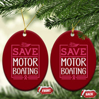 Funny Save Motor Boating Ceramic Ornament Beat Breast Cancer Pink Ribbon - Wonder Print Shop