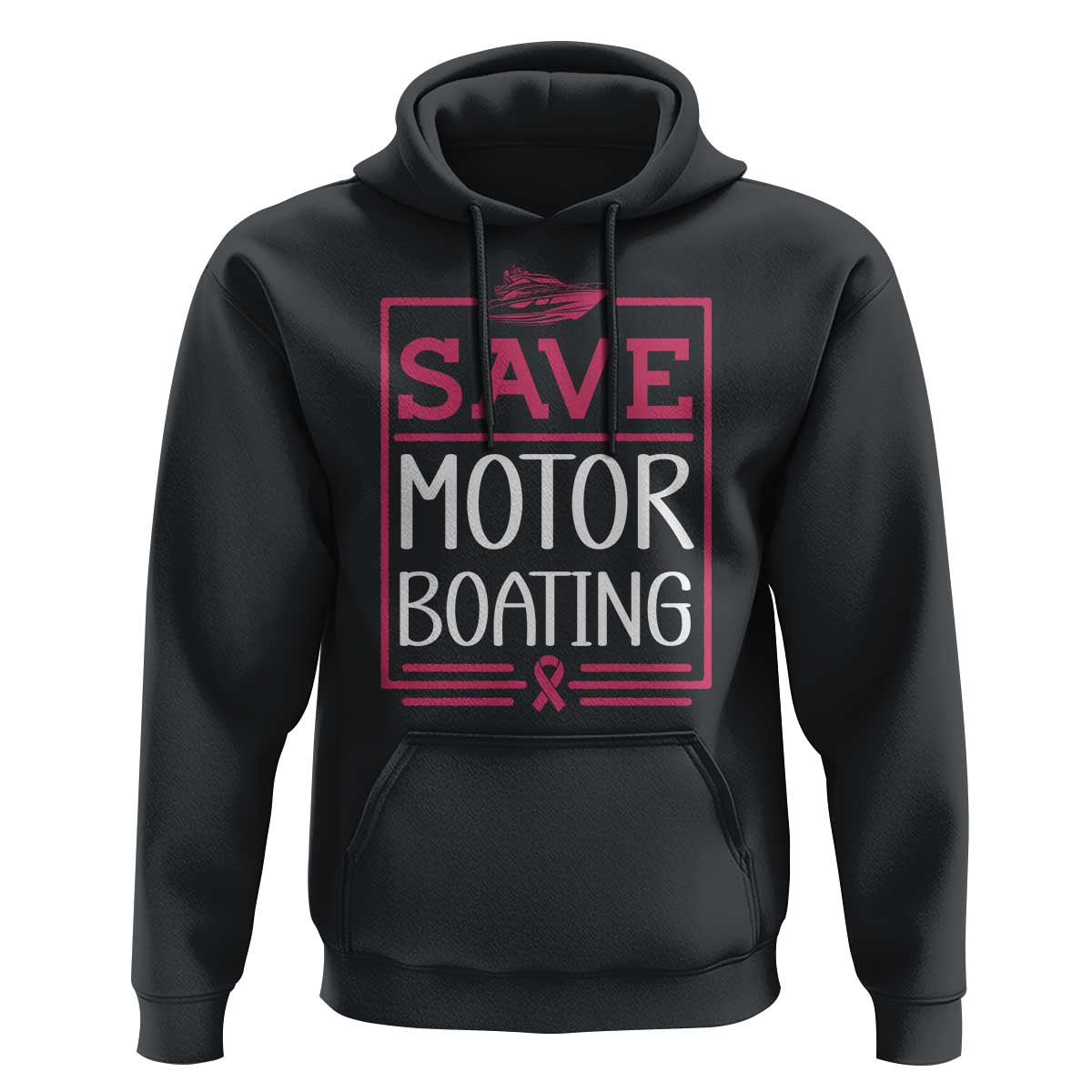 Funny Save Motor Boating Hoodie Beat Breast Cancer Pink Ribbon - Wonder Print Shop