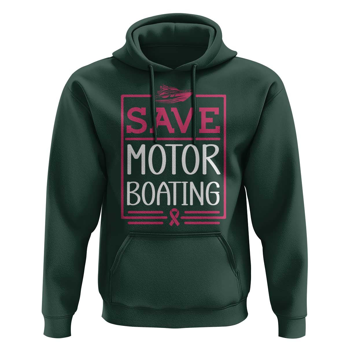 Funny Save Motor Boating Hoodie Beat Breast Cancer Pink Ribbon - Wonder Print Shop
