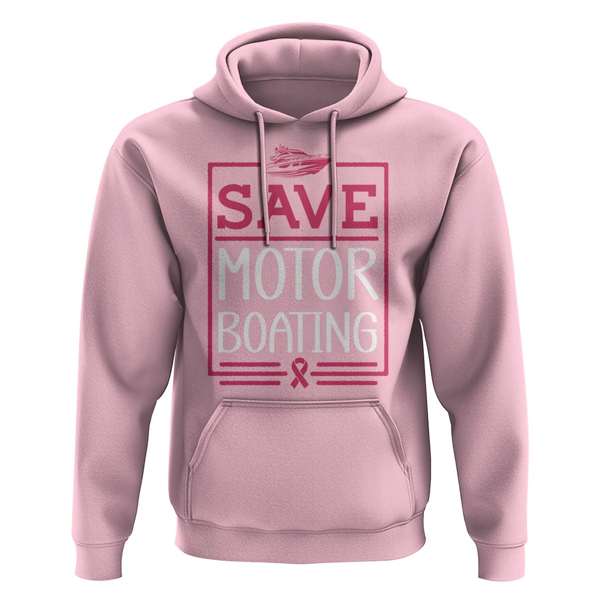 Funny Save Motor Boating Hoodie Beat Breast Cancer Pink Ribbon - Wonder Print Shop